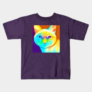 Cat Portrait with Gradient Color Design Kids T-Shirt